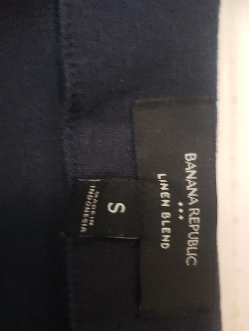 Linen Blend Navy V-Neck Dress
